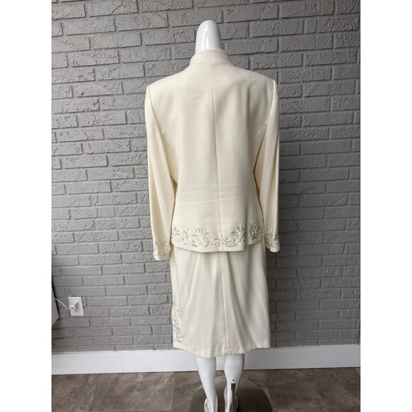 Kasper ASL Women Cream Embroidered Mother of the Bride Skirt Suit Size 12 - Picture 2 of 11
